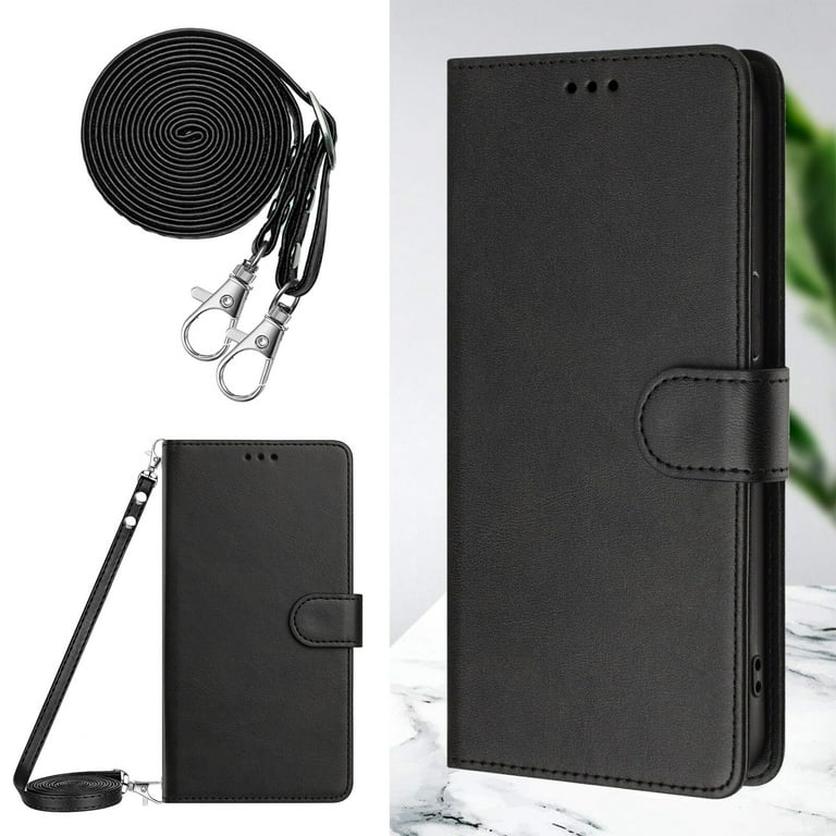 iPhone 15 Case ,RFID Blocking Cover Crossbody Lanyard Flip Leather