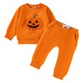 thumbnail image 4 of Ruyang Baby Boy Girl Clothes 2 Piece Fleece Set Pumpkin Embroidery Crewneck Pullover Joggers Fall Winter Warm Outfits, 4 of 9