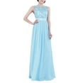 thumbnail image 2 of Linjinx Womens Sleeveless Lace Chiffon Long Dress Wedding Guest Bridesmaid Evening Gown Sky Blue 12, 2 of 6