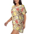 thumbnail image 3 of Womens Pajama Sets With Pocket, Coffee Bacon Eggs Toast Lounge Sets Short Sleeve Sleepwear PJ Sets for Women, 3 of 6
