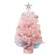 thumbnail image 2 of Mouliraty Tabletop Mini Christmas Tree with Lights, with Clear LED Lights Star Treetop and Ornaments Battery Operated Artificial Xmas Tree for Holiday Indoor Decor, Pink, 2 of 6