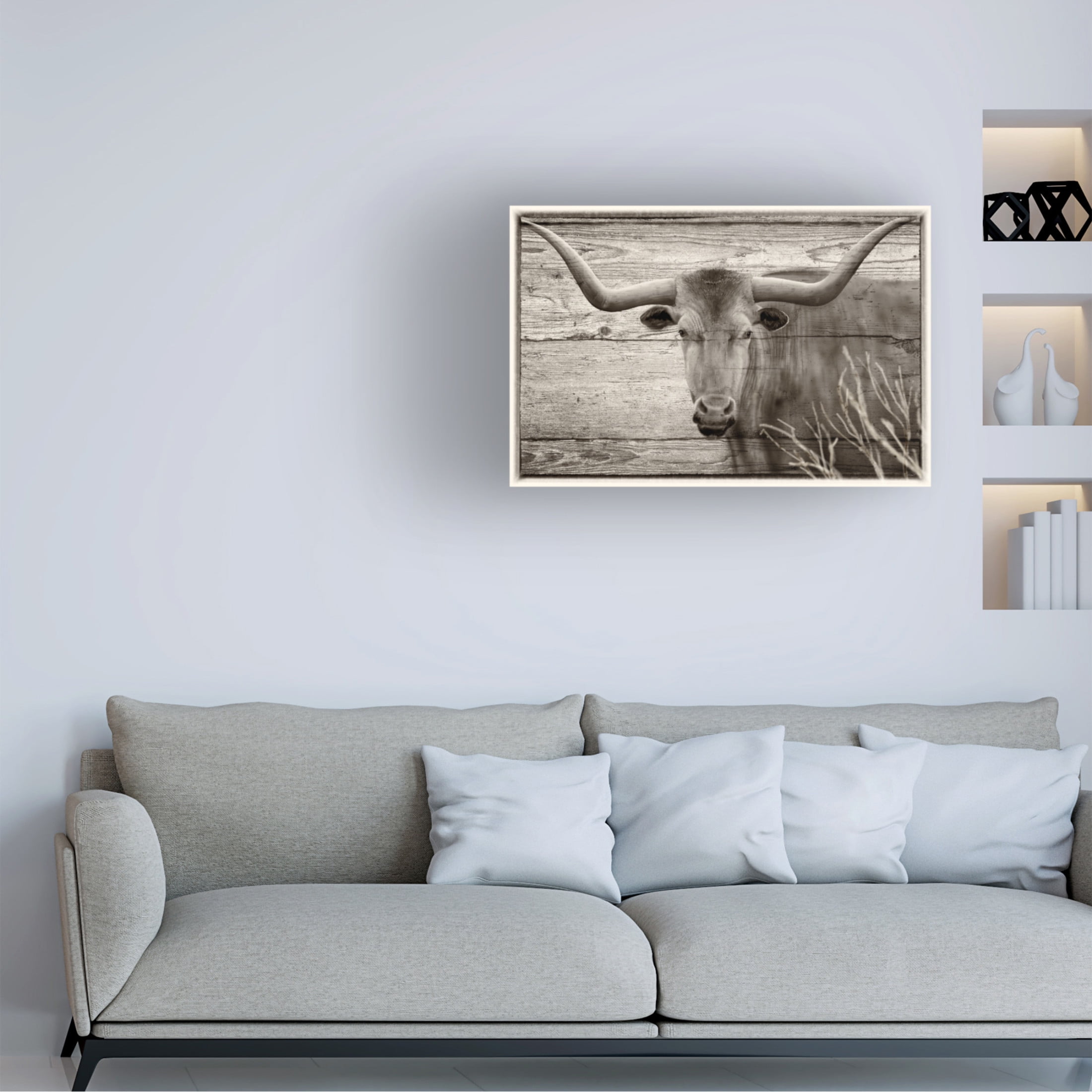 Canvas Wall Art - Gordon Semmens 'Woodgrain Antiques 2' Wall Art for Living Room, Bedroom, or Office Décor by Trademark Fine Art - 32 x 22 Inches