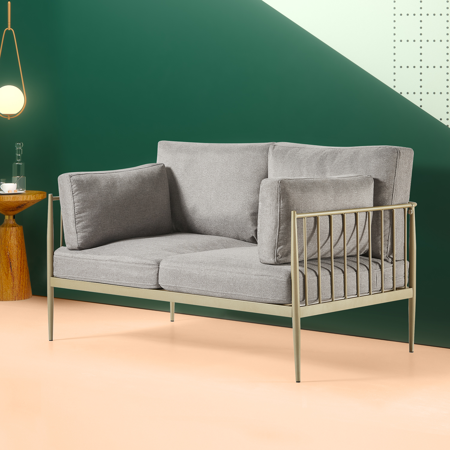 Zinus Janelle Gold Metal Loveseat