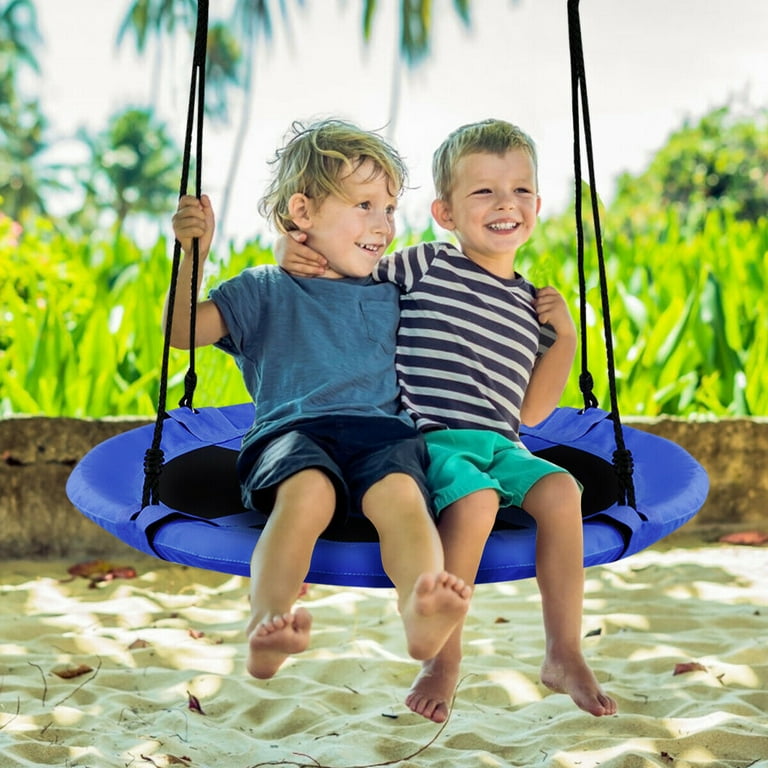 Costway Metal Swing Set, 40'' Round Saucer Swing, Indoor Outdoor