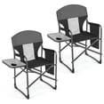 thumbnail image 1 of Gymax 2 Pcs Camping Chair Oversized Padded Portable Directors Chair w/ Side Table Black & Gray, 1 of 10