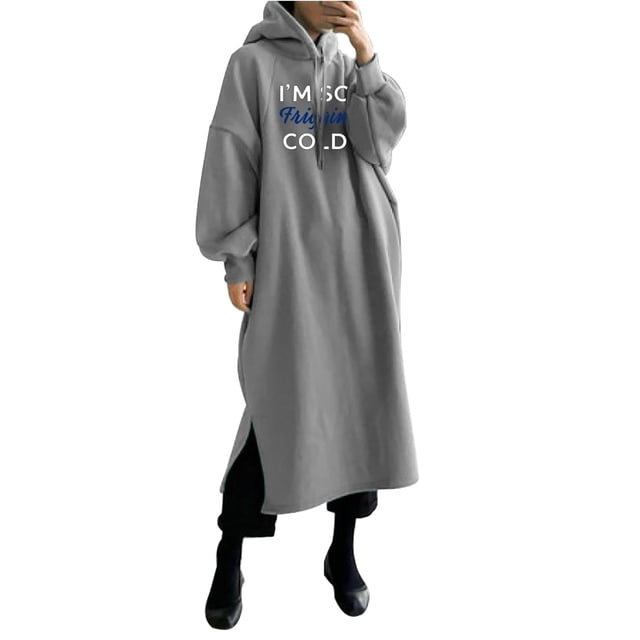 mtvxesu Robes pour Femmes, Mode Femmes Imprimé Ample à Capuche Confortable Robe à Manches Longues Robes Mini