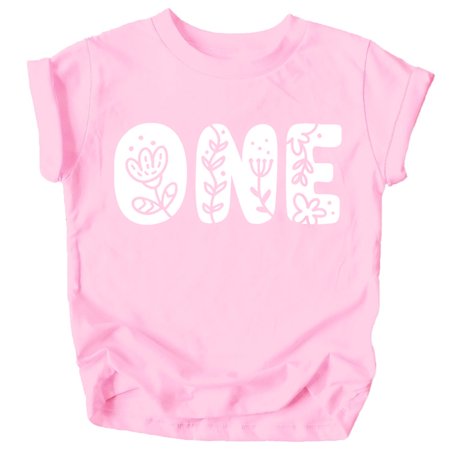 

One Floral Numbers Ages 1-7 Girl s 1st Birthday Shirt White on Pink Shirt 12 Months