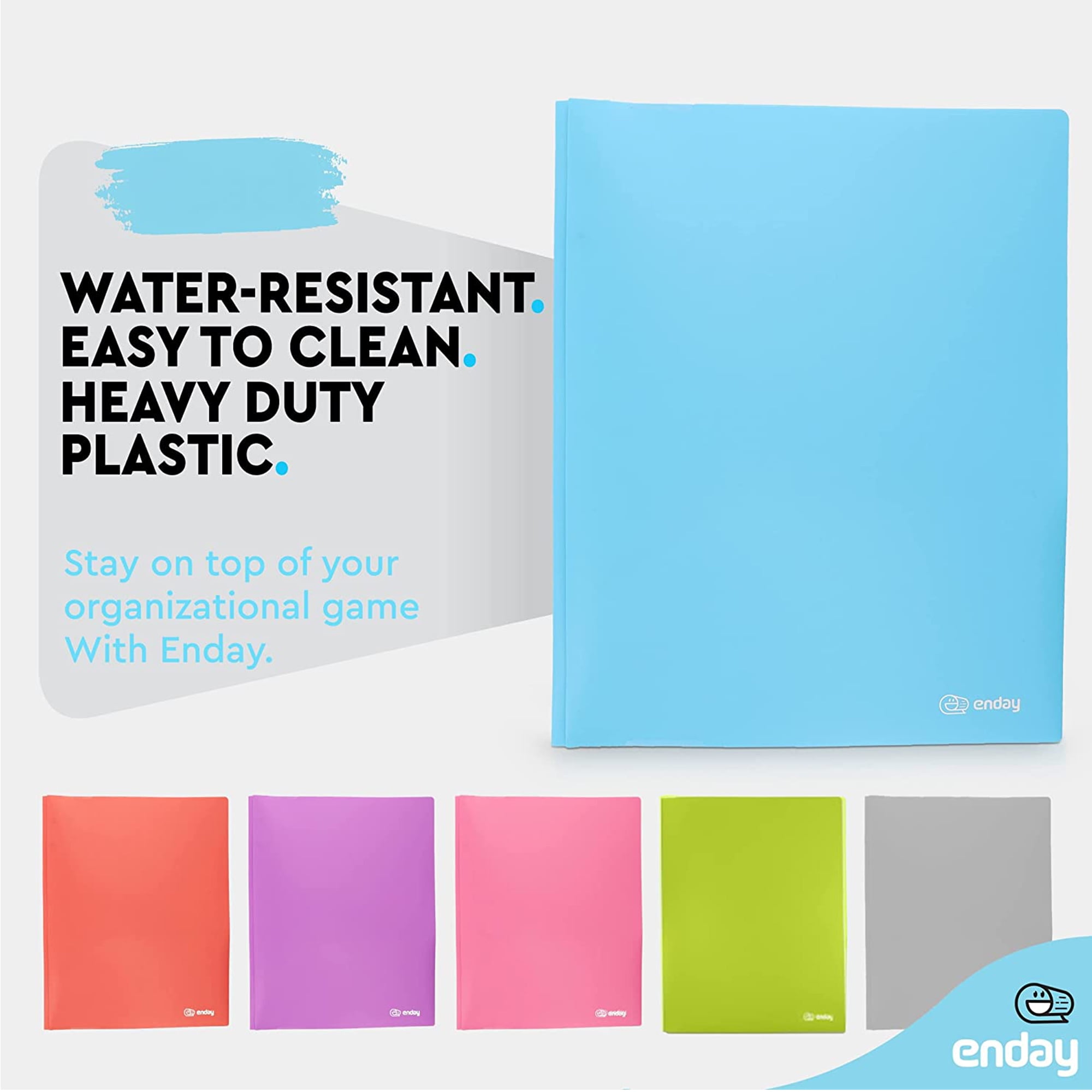 Enday Folder with Pockets and Prongs 2 Pocket Portfolio Folder for School and Office, Multicolor 6 pcs