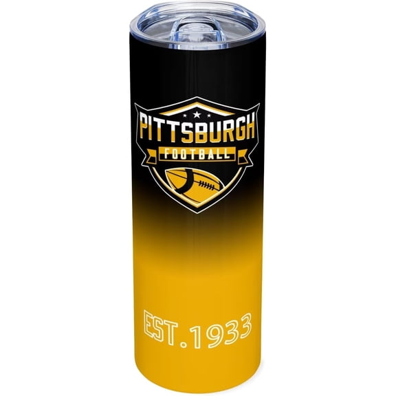 City Football Tumblers 20oz Straight Skinny Car Cups Sports Travel Coffee Mug, Stainless Steel, Insulated,Classic Collection Gifts for Men Women Fans. (Yellow)