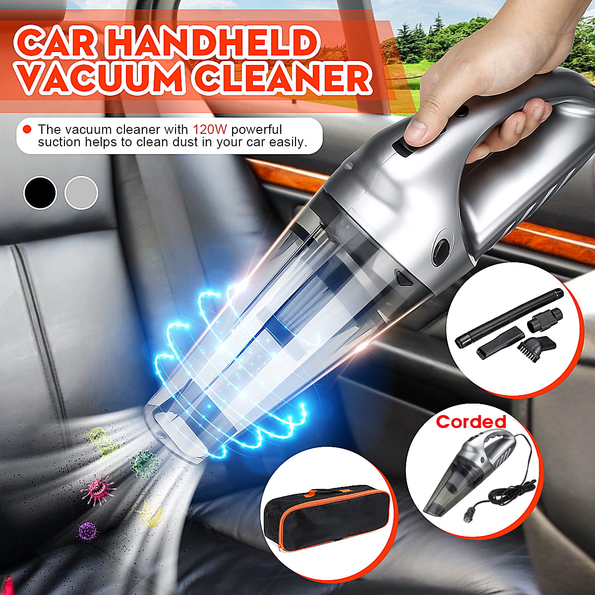 120W 12V Car Auto Home Mini Portable Handheld Vacuum Cleaner Wet Dry Dust Duster 