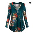 thumbnail image 1 of Smilepp Chemisier Femme Col en V Manches Longues Imprimé Floral Décontracté, m, Vert Foncé, 1 of 9