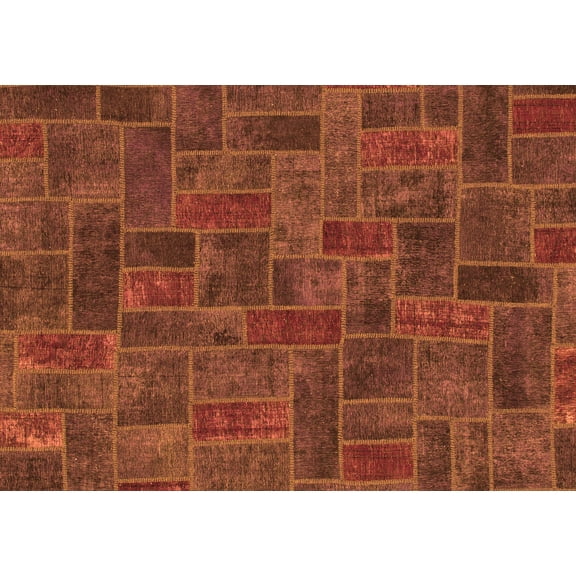 Ahgly Company Indoor Rectangle Patchwork Orange Transitional Area Rugs, 5' x 7'