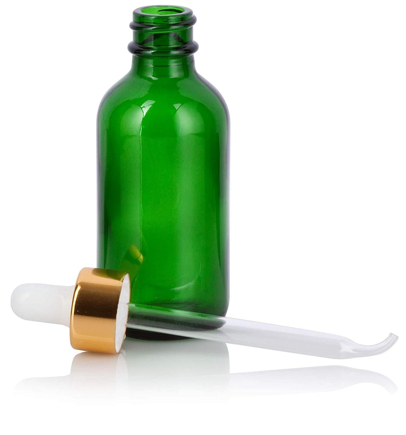 Download Green Glass Boston Round Dropper Bottle With Gold Metal Top 2 Oz 60 Ml Walmart Com Walmart Com