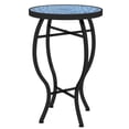 thumbnail image 1 of Round Outdoor Mosaic Bistro Table, Multi-Color Ceramic Top with Powder-Coated Steel Frame, Small Patio Side Table or Plant Stand for Garden, Balcony, and Porch, 13.8" x 21.3", 1 of 7