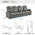 thumbnail image 3 of comfiroom Home Theater Seating Simple Style Top Grain Leather Recliner Chair Dual Power Electric Headrest Movie Theater Chairs Gaming Sofa with Tray Table (Grey, Row of 4 Loveseat Left), 3 of 8