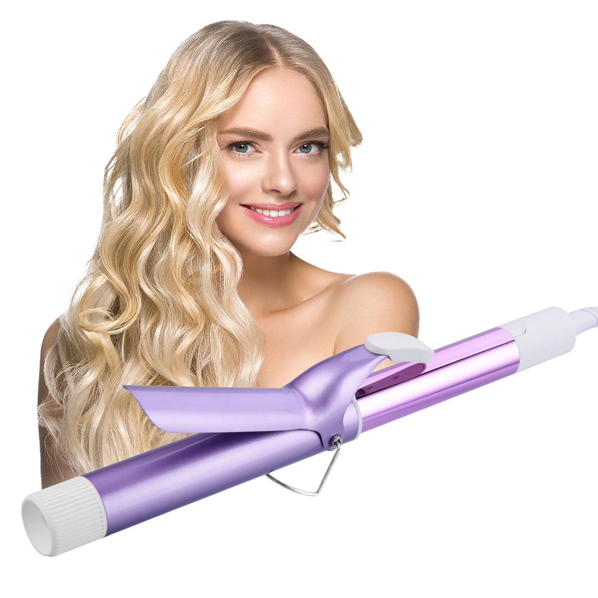 CkeyiN 32mm Perm Iron, 5-speed Hair Curling Iron Temperature-Adjusting Curling Wand Egg Roll Large Curling Hair Iron, Anti-scalding Clip Type Electric Splint Perm Stick