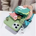 thumbnail image 2 of Wallet Case for iPhone 14 Pro Case Cute iPhone Case with Strap Lanyard Kawaii Phone Cases Funny Soft Silicone Shockproof Protective Cover iPhone 14 Pro Case for Women Girls (Dinosaur Green), 2 of 13