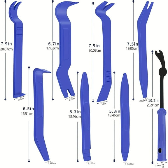 8 Pcs Car Interior Trim Removal Tool Kit PP Material Professional Dashboard Clip Pry Bar Set Scratch Proof Door Audio Radio Installation Interior Repair Tools
