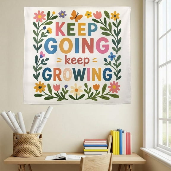 ViciArt Keep Going Keep Growing Classroom Tapestry – 30"x40" Polyester Motivational Wall Hanging, Positive Teacher Decor