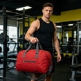 thumbnail image 5 of Foldable Sports Gym Bag with Shoe Compartment, Lightweight Travel Duffle for Workout and Weekend Trips,Red-45x30x12cm, 5 of 7