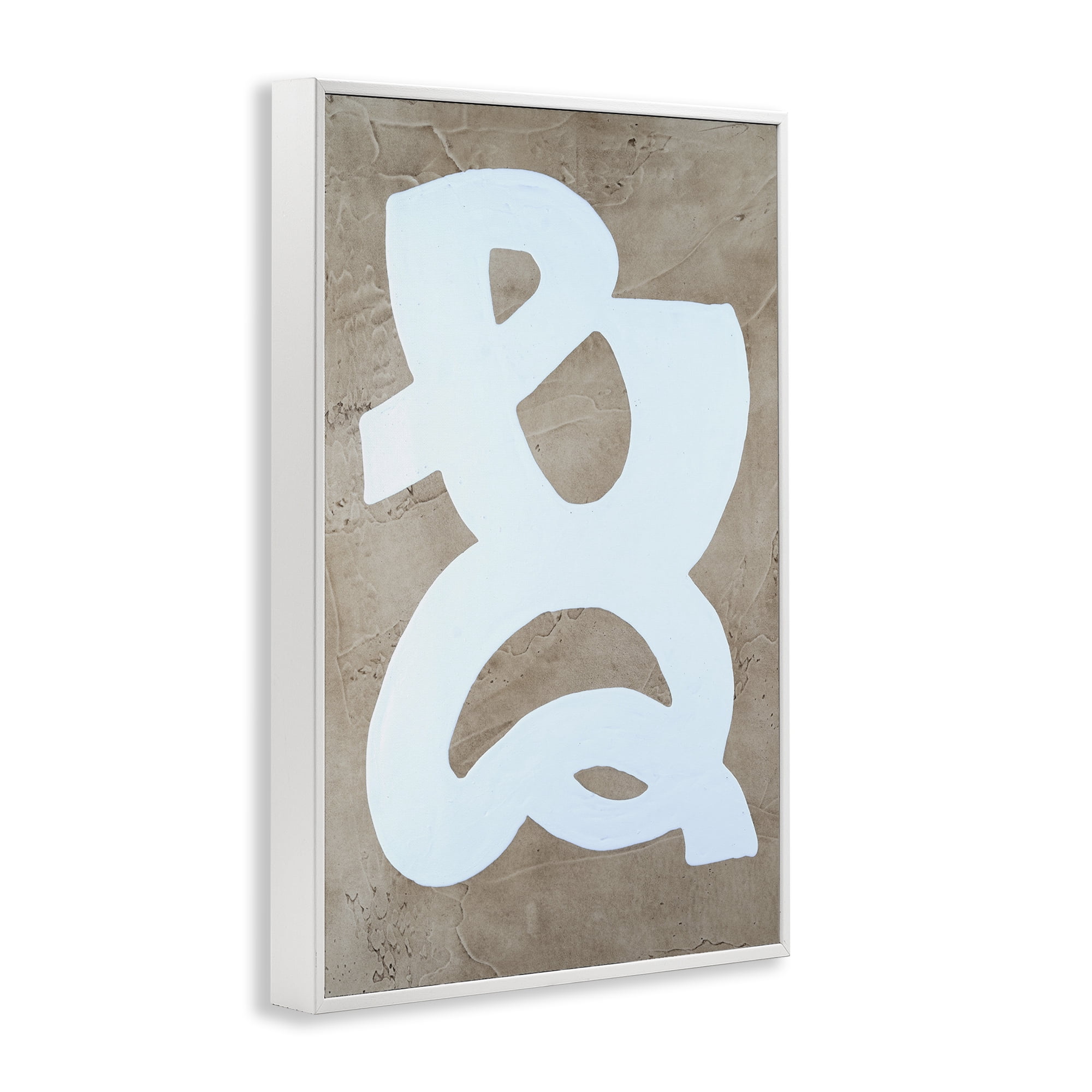 Stupell Industries Curving Form over Beige Abstract Painting White Framed Art Print Wall Art, 16 x 24