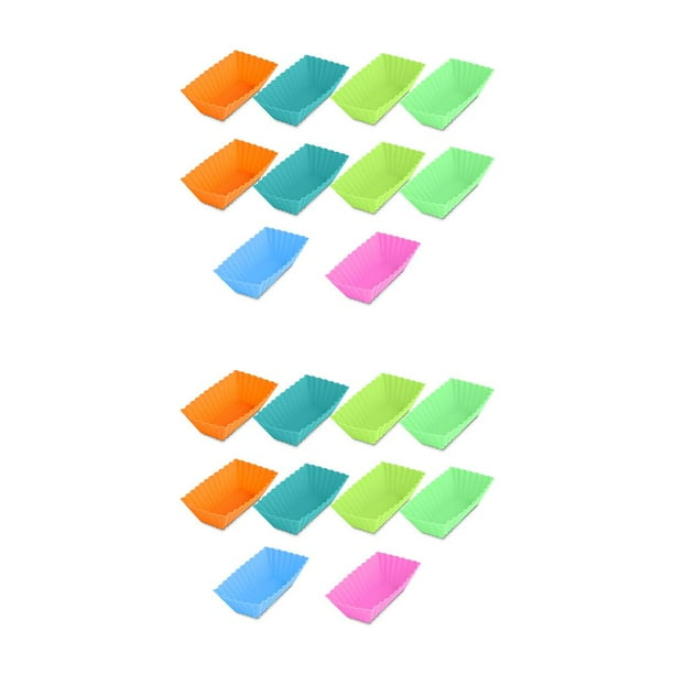 Billuyoard Moldes antiadherentes para pasteles, tazas rectangulares para muffins, galletas, pasteles, postres, utensilios de cocina flexibles para Color aleatorio 10 piezas 2piezas