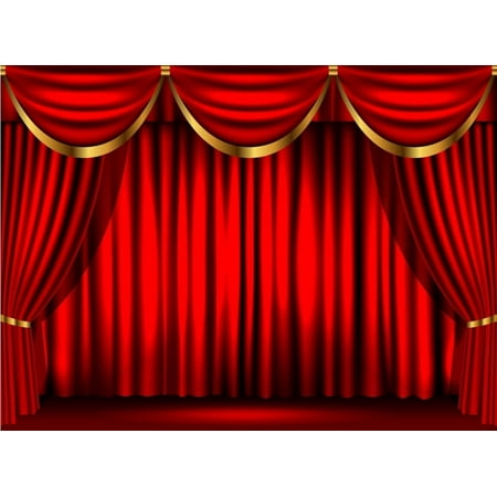 - HelloDecor Polyster 7x5ft Dark Red Curtain Drape Stage Theater photography studio background party backdrops