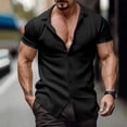 thumbnail image 2 of Men's Slim Fit Vertical Striped Short Sleeve Shirt Summer Casual Fashion Lapel Top Comfortable Breathable Lightweight Men's Tops T-Shirt Casual Crew Neck Loose, 2 of 9