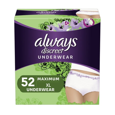 always discreet incontinence xl underwear maximum count
