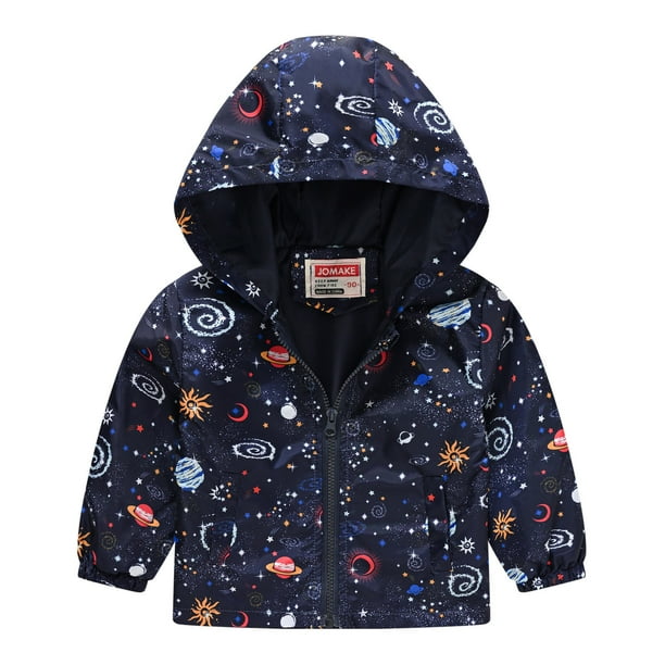 Gibobby Chaqueta de invierno para niñosChaquetas informales para niños pequeños y niñas con estampado de dibujos animados, abrigos con capucha y cremalle(Negro, 2-3 Años)