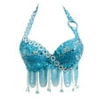 thumbnail image 4 of Women Belly Dance Costume Bra Top Eastern Dance Sequined Beaded Fringe Dance Top, 4 of 6