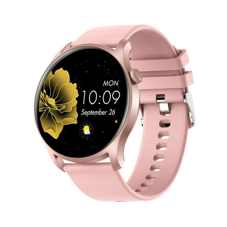 Inadays KC08 Smart Watch Fitness and Sleep Tracker IP67 Waterproof Smartwatches for Android iOS Sport Watch Heart Rate Blood Pressure Oxygen Monitor Activity Trackers, 1.28'' HD Full Touch, Pink