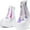 White, variant on EGNMCR Women's Wedges Ankle Boots Fashion Thick Soled Large Size Short Women Platform Leather Ladies shoes