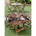 thumbnail image 5 of Outdoor Tablecloth with Umbrella Hole Zipper Funny Dog Printed Round Tablecloth 60" Waterproof Outside Table Cloth Cartoon Diving Dog Cute Patio Table Cover Tablecloths for Picnic Party, 5 of 8