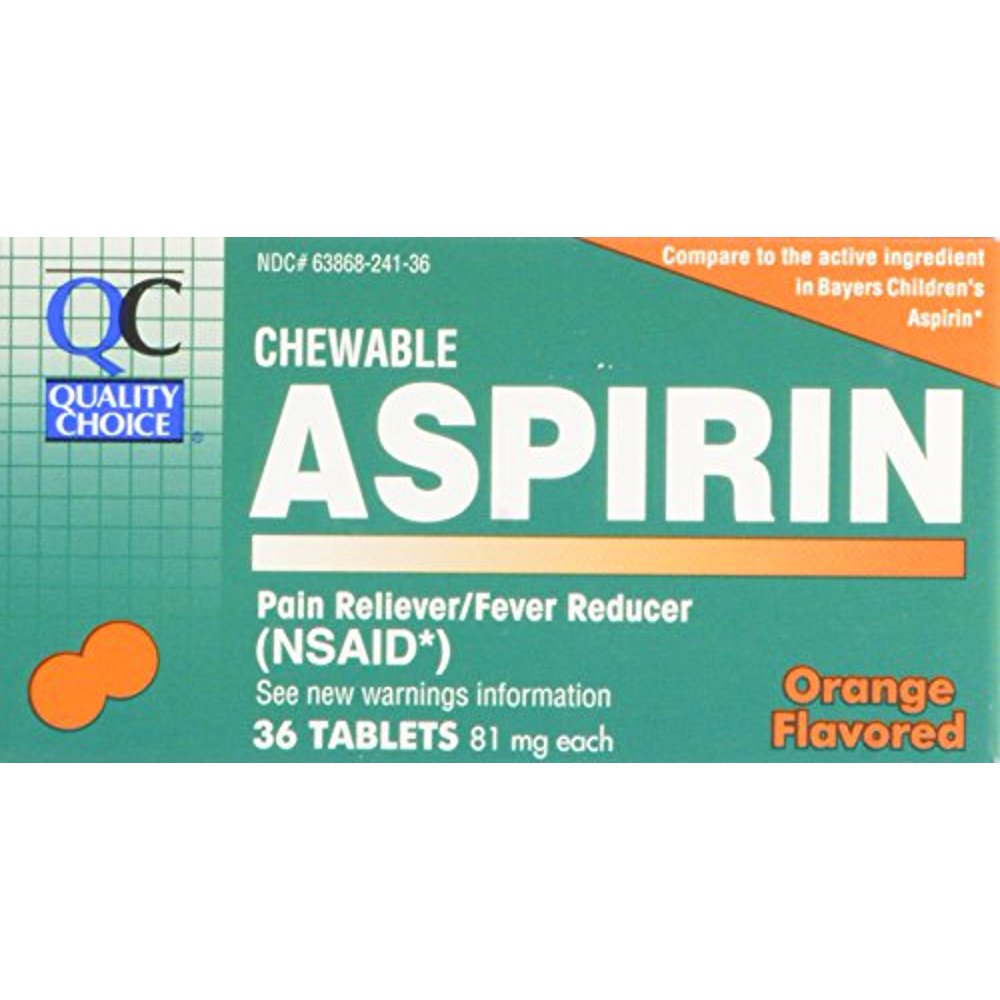 24 Pack Quality Choice Children's Chewable Orange 81mg Aspirin Tablet