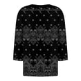 thumbnail image 4 of Mujer Camiseta Camiseta Estampado Botón Manga 3/4 Diario Fin de Semana Moda Básico Cuello en V Regular Top Negro/L, 4 of 5