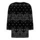 thumbnail image 4 of Camiseta para Mujer Camiseta Estampada Botón Manga 3/4 Diario Fin de Semana Moda Básica Cuello en V Regular Top Negro/2XL, 4 of 5