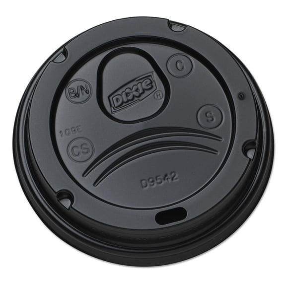 Dixie® Drink-Thru Lids, Fits 10 Oz To 20 Oz Cups, Plastic, Black, 1,000/carton