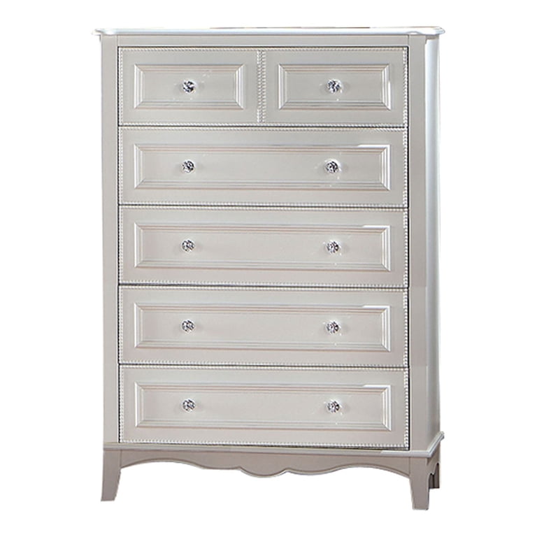 grey dresser with crystal knobs Rea Wide Dresser, 7 Drawers With Crystal Knobs, Gray Velvet Upholstery
