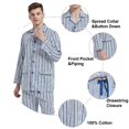 thumbnail image 2 of Amaxer Mens Cotton Pajama Set Cozy Button Up Sleepwear with Pockets Long Sleeve Lounge Wear Blue white Stripes L, 2 of 7