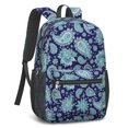 thumbnail image 2 of Paisley and Floral Blue Pattern 17" Waterproof Oxford School Backpacks for Teens, S-Shape Padded Straps, for School, Travel, Hiking, Camping, 2 of 5