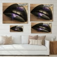 thumbnail image 4 of Designart 'Woman Lips With Black Lipstick & Purple Paint' Modern Print on Natural Pine Wood, 4 of 5
