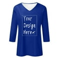 thumbnail image 3 of DuoJiaJ Women's V Neck Summer Fashion Comfortable Casual Fit 3/4 Sleeve Top T Shirt Women’s Crop Tops Blue, 3 of 4