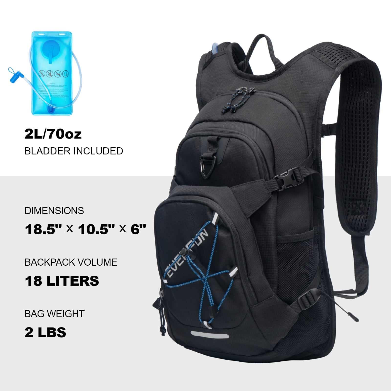 Hydration Backpack for Hiking,Black Water Hydration Backpack with 3L Water Bladder, Water Bag Backpack Only 12 oz（350g） Water Storage Bag fo並行輸入 Motorcycle Rucksack with Hydration Black