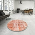 thumbnail image 4 of Ahgly Company Machine Washable Indoor Round Abstract Pastel Orange Area Rugs, 6' Round, 4 of 7