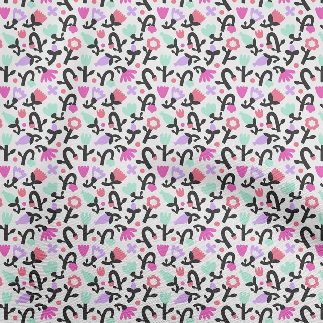 oneOone Polyester Spandex Blanc Tissu Enfants Robe Florale Tissu Tissu Imprimé par la Cour 56 Pouces de Large