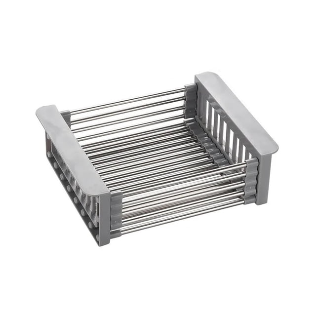 WIFKLSIIPG Extend Kitchen Drain Adjustable Dish Drying Rack Expandable Organizer with ABS Heavy Duty Stainless Steel for Fruits/Utensils