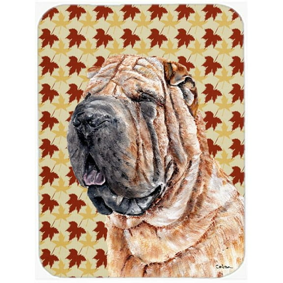 Shar Pei Fall Leaves Mouse Pad, Hot Pad Or Trivet, 7.75 x 9.25 In.