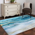 thumbnail image 4 of Abstract Waves Washable Area Rugs 4'x6', Spray Beach Ocean Watercolor Low Pile Throw Living Room Rug Non-Slip Sturdy Edge Binding Carpet for Indoor Entryway Bedside Kitchen, 4 of 9