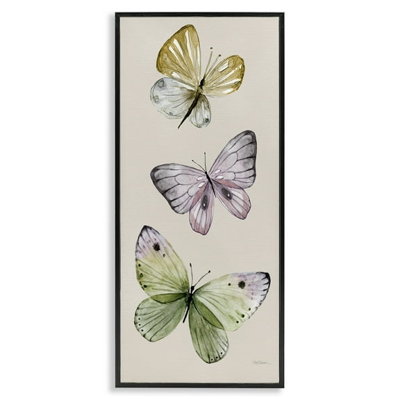 Stupell Industries Three Timeless Butterflies Animals & Insects Painting Black Framed Art Print Wall Art, 10 x 24